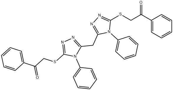 2,2-((methylenebis(4-phenyl-4H-1,2,4-triazole-5,3-diyl))bis(sulfanediyl))bis(1-phenylethan-1-one) Struktur