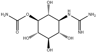 1-[(Aminoiminomethyl)amino]-5-O-carbamoyl-1-deoxy-D-scyllo-inositol Struktur