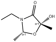 4-Oxazolidinone, 3-ethyl-5-hydroxy-2,5-dimethyl-, (2R,5R)-rel- (9CI) Struktur