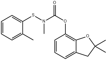 2,3-Dihydro-2,2-dimethylbenzofuran-7-yl=N-methyl-N-[(2-methylphenyl)thio]carbamate Struktur