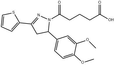 5-[5-(3,4-dimethoxyphenyl)-3-(2-thienyl)-4,5-dihydro-1H-pyrazol-1-yl]-5-oxopentanoic acid Struktur