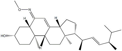 (22E)-3β-Hydroxy-5α-ergosta-7,22-dien-6-one O-methyl oxime Struktur