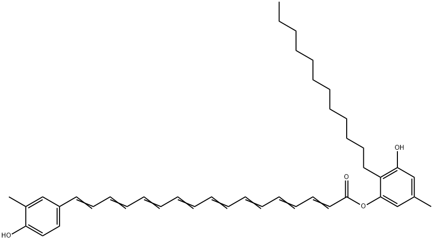 17-(4-Hydroxy-3-methylphenyl)-2,4,6,8,10,12,14,16-heptadecaoctenoic acid [2-dodecyl-3-hydroxy-5-methylphenyl] ester Struktur