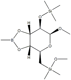 Methyl 2-O,6-O-bis(trimethylsilyl)-3-O,4-O-(methylboranediyl)-α-D-galactopyranoside Struktur