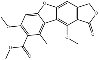 1,3-Dihydro-7,10-dimethoxy-9-methyl-1-oxoisobenzofuro[5,6-b]benzofuran-8-carboxylic acid methyl ester Struktur