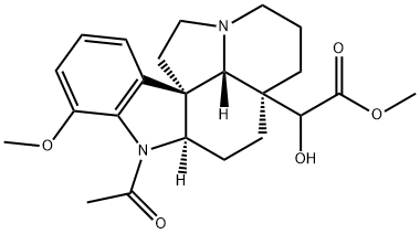 1-Acetyl-20-hydroxy-17-methoxyaspidospermidin-21-oic acid methyl ester Struktur