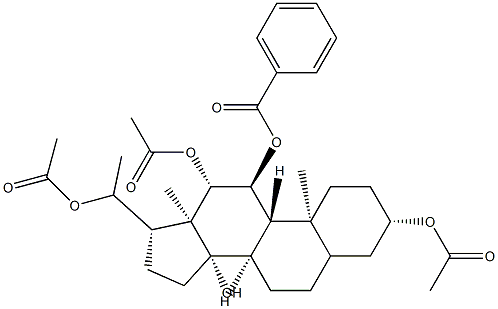 Pregnane-3β,11α,12β,14β,20-pentol 3,12,20-triacetate 11-benzoate Struktur