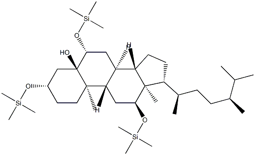 3β,6β,12α-Tris[(trimethylsilyl)oxy]-5α-ergostan-5-ol Struktur