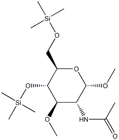 Methyl 2-(acetylamino)-3-O-methyl-4-O,6-O-bis(trimethylsilyl)-2-deoxy-α-D-glucopyranoside Struktur