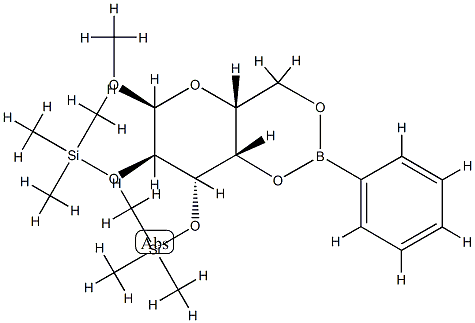 Methyl 2-O,3-O-bis(trimethylsilyl)-4-O,6-O-(phenylboranediyl)-α-D-galactopyranoside Struktur