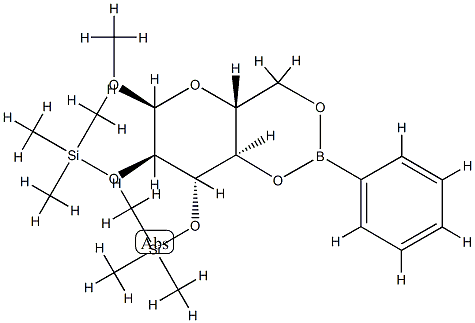 Methyl 2-O,3-O-bis(trimethylsilyl)-4-O,6-O-(phenylboranediyl)-α-D-glucopyranoside Struktur