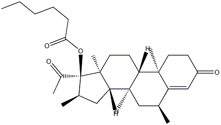 6α,16α-Dimethyl-17-[(1-oxohexyl)oxy]pregn-4-ene-3,20-dione Struktur