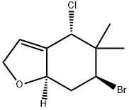 (4S)-6β-Bromo-4-chloro-2,4,5,6,7,7aα-hexahydro-5,5-dimethylbenzofuran Struktur