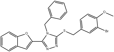 4H-1,2,4-Triazole,3-(2-benzofuranyl)-5-[[(3-bromo-4-methoxyphenyl)methyl]thio]-4-(phenylmethyl)-(9CI) Struktur