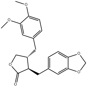 (3R,4R)-3-[(1,3-Benzodioxole-5-yl)methyl]-4-(3,4-dimethoxybenzyl)-4,5-dihydrofuran-2(3H)-one Struktur