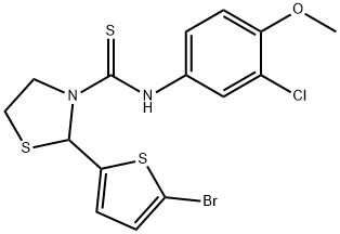 3-Thiazolidinecarbothioamide,2-(5-bromo-2-thienyl)-N-(3-chloro-4-methoxyphenyl)-(9CI) Struktur