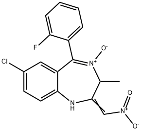 7-CHLOOR-5-(2-FLUORFENYL)-3-METHYL-2-(NITROMETHYLEEN)-2,3-DIHYDRO-1H-1,4-BENZODIAZEPINE-4-OXIDE Struktur