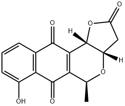 (3aS)-3,3aβ,5,11bβ-Tetrahydro-7-hydroxy-5β-methyl-2H-furo[3,2-b]naphtho[2,3-d]pyran-2,6,11-trione Struktur