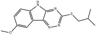 2H-1,2,4-Triazino[5,6-b]indole,8-methoxy-3-[(2-methylpropyl)thio]-(9CI) Struktur