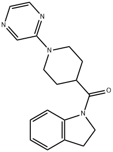 1H-Indole,2,3-dihydro-1-[(1-pyrazinyl-4-piperidinyl)carbonyl]-(9CI) Struktur