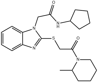 1H-Benzimidazole-1-acetamide,N-cyclopentyl-2-[[2-(2-methyl-1-piperidinyl)-2-oxoethyl]thio]-(9CI) Struktur