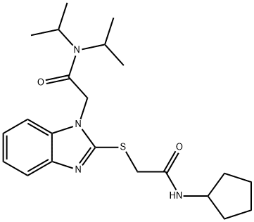 1H-Benzimidazole-1-acetamide,2-[[2-(cyclopentylamino)-2-oxoethyl]thio]-N,N-bis(1-methylethyl)-(9CI) Struktur