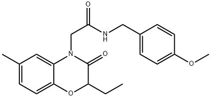 4H-1,4-Benzoxazine-4-acetamide,2-ethyl-2,3-dihydro-N-[(4-methoxyphenyl)methyl]-6-methyl-3-oxo-(9CI) Struktur