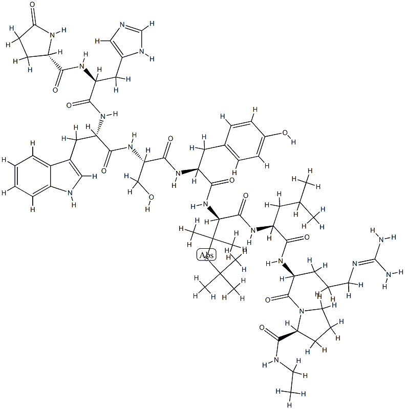 Luteinizing hormone-releasing factor (pig), 6-[3-[(1,1-dimethylethyl)thio]-d-valine]-9-(N-ethyl-l-prolinamide)-10-deglycinamide- Struktur