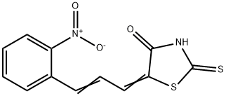 (5E)-5-[(E)-3-(2-nitrophenyl)prop-2-enylidene]-2-sulfanylidene-thiazol idin-4-one Struktur