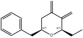 2H-Pyran,2-ethyltetrahydro-3,4-bis(methylene)-6-(phenylmethyl)-,(2R,6S)-rel-(9CI) Struktur