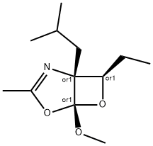 4,6-Dioxa-2-azabicyclo[3.2.0]hept-2-ene,7-ethyl-5-methoxy-3-methyl-1-(2-methylpropyl)-,(1R,5S,7R)-rel-(9CI) Struktur