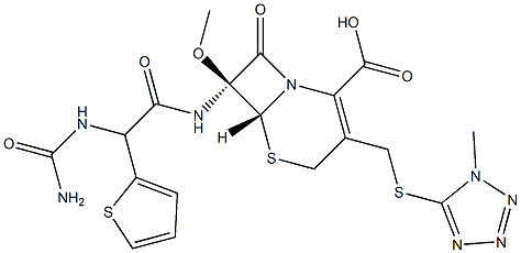 (6R)-7β-[[(S)-[(Aminocarbonyl)amino](2-thienyl)acetyl]amino]-7α-methoxy-3-[(1-methyl-1H-tetrazol-5-yl)thiomethyl]cepham-3-ene-4-carboxylic acid Struktur