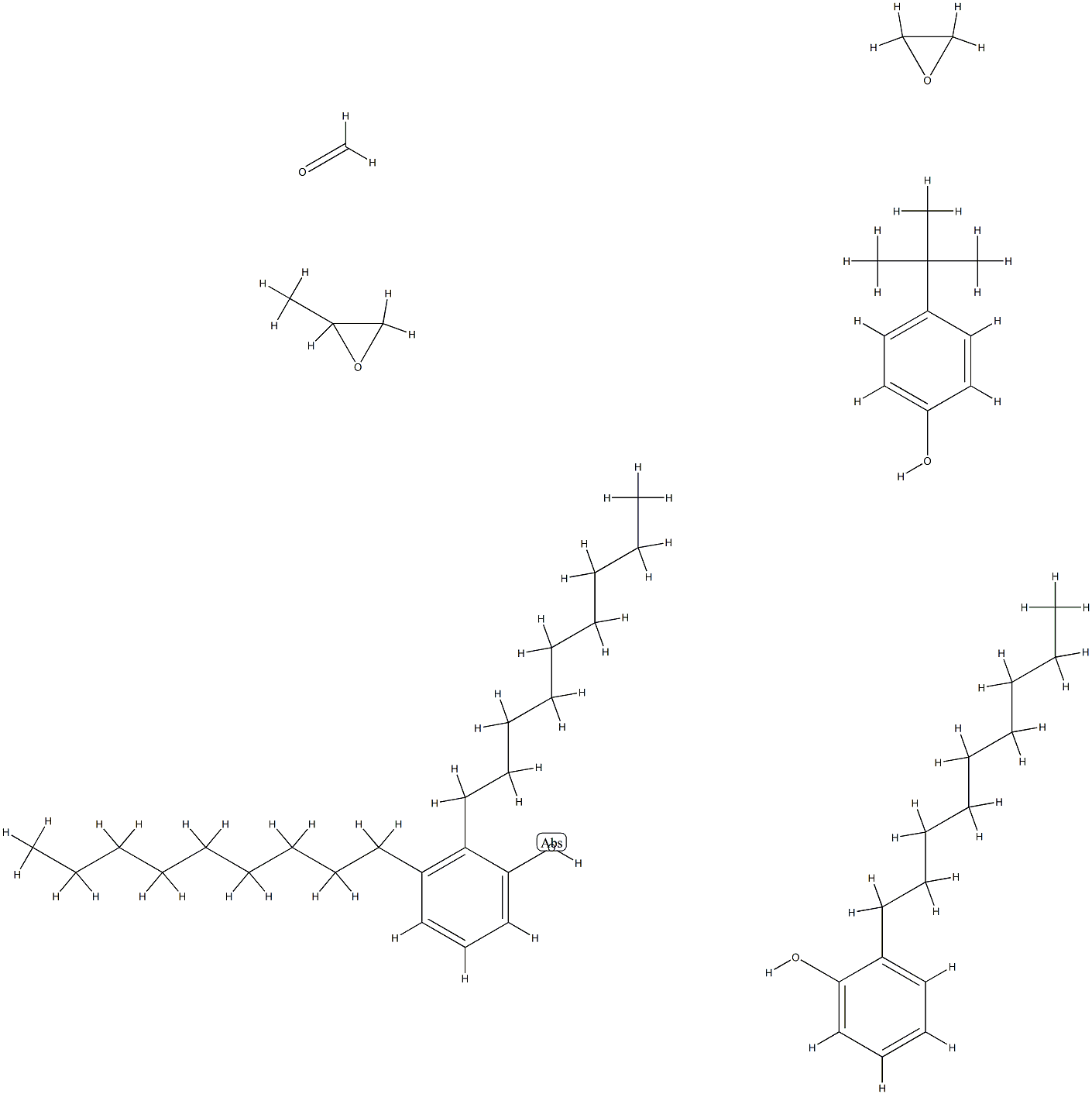 Formaldehyde, polymer with 4-(1,1-dimethylethyl)phenol, dinonylphenol, methyloxirane, nonylphenol and oxirane Struktur