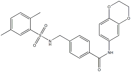 N-(2,3-dihydro-1,4-benzodioxin-6-yl)-4-({[(2,5-dimethylphenyl)sulfonyl]amino}methyl)benzamide Struktur