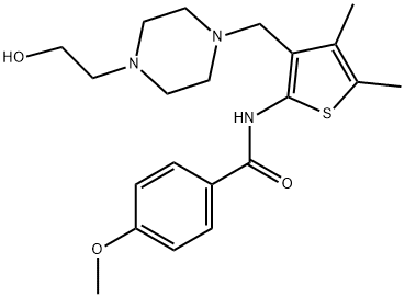 N-(3-{[4-(2-hydroxyethyl)-1-piperazinyl]methyl}-4,5-dimethyl-2-thienyl)-4-methoxybenzamide Struktur