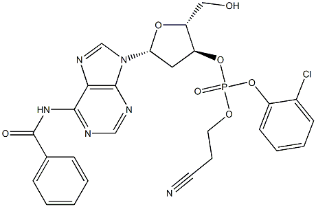 3'-Adenylic acid, N-benzoyl-2'-deoxy-, 2-chlorophenyl 2-cyanoethyl ester Struktur