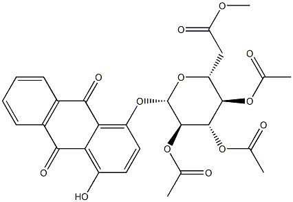 4-Hydroxy-9,10-dioxo-9,10-dihydroanthracene-1-yl 2-O,3-O,4-O,6-O-tetraacetyl-β-D-glucopyranoside Struktur