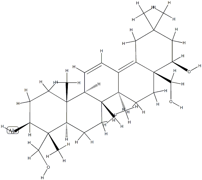 (4R)-Oleana-11,13(18)-diene-3β,22β,23,28-tetrol Struktur