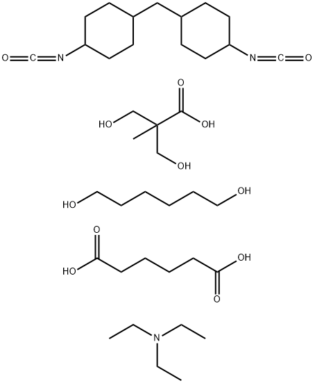 Hexanedioic acid, polymer with 1,6-hexanediol, 3-hydroxy-2-(hydroxymethyl)-2-methylpropanoic acid and 1,1-methylenebis4-isocyanatocyclohexane, compd. with N,N-diethylethanamine Struktur