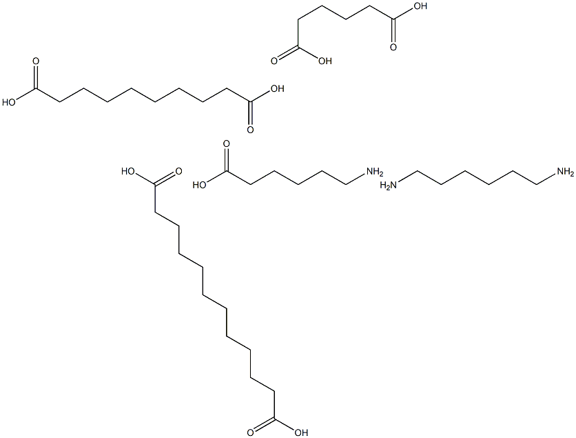 Dodecanedioic acid, polymer with 6-aminohexanoic acid, decanedioic acid, 1,6-hexanediamine and hexanedioic acid Struktur