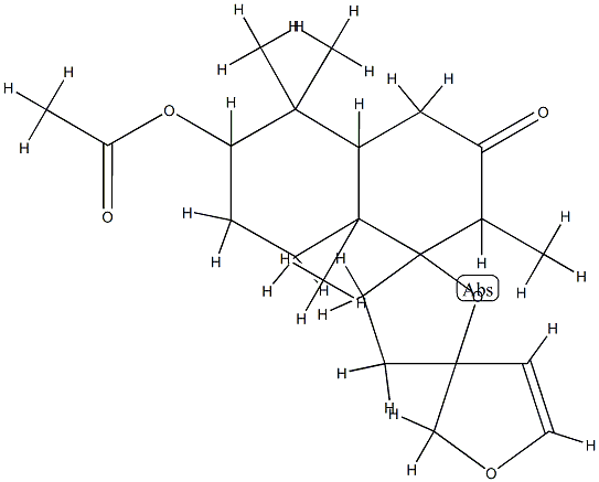 6''-Acetoxy-3',4',4''a,5'',6'',7'',8'',8''a-octahydro-2'',5'',5'',8''a-tetramethyldispiro[furan-3(2H),2'(5'H)-furan-5',1''(2''H)-naphthalen]-3''(4''H)-one Struktur