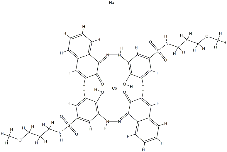 sodium bis[4-hydroxy-3-[(2-hydroxy-1-naphthyl)azo]-N-(3-methoxypropyl)benzenesulphonamidato(2-)]cobaltate(1-) Struktur