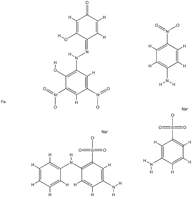 Iron, complexes with diazotized 5-amino-2-(phenylamino)benzenesulfonic acid monosodium salt coupled with 4-[(2-hydroxy-3,5-dinitrophenyl)azo]-1,3-benzenediol, diazotized 4-nitrobenzenamine and diazotized 3-aminobenzenesulfonic acid monosodi Struktur