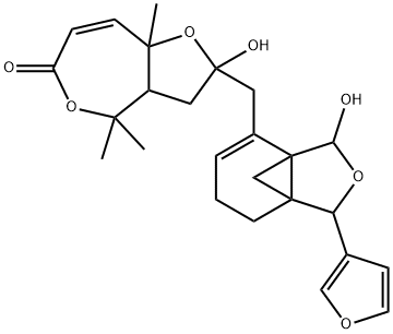 2-[[1-(3-Furyl)-6,7-dihydro-3-hydroxy-1H,3H-3a,7a-methanoisobenzofuran-4-yl]methyl]-2,3,3a,8a-tetrahydro-2-hydroxy-4,4,8a-trimethylfuro[3,2-c]oxepin-6(4H)-one Struktur