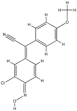 α-(4-Hydroxyimino-3-chloro-2,5-cyclohexadien-1-ylidene)-4-methoxybenzeneacetonitrile Struktur