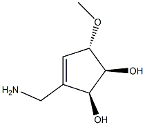 3-Cyclopentene-1,2-diol, 3-(aminomethyl)-5-methoxy-, (1R,2R,5R)-rel- (9CI) Struktur