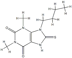 9-butyl-1,3-dimethyl-8-sulfanylidene-7H-purine-2,6-dione Struktur