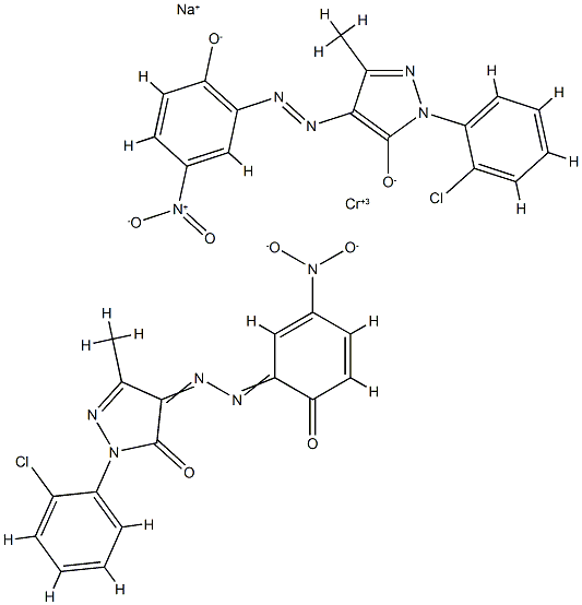 Chromate(1-), bis[2-(2-chlorophenyl)-2, 4-dihydro-4-[(2-hydroxy-5-nitrophenyl)azo]-5-methyl -3H-pyrazol-3-onato(2-)]-, sodium Struktur