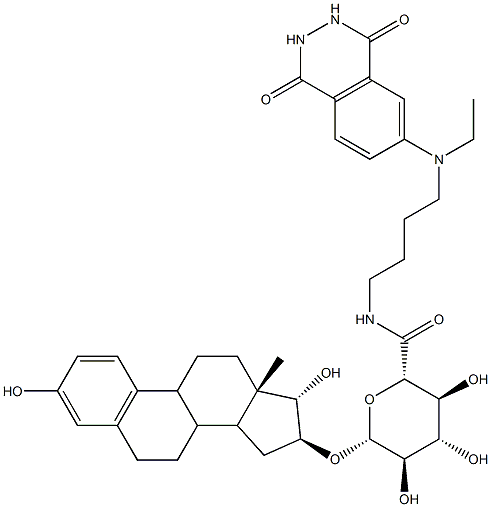 estriol-16alpha-glucuronyl-6-aminobutyl-ethyl-isoluminol Struktur