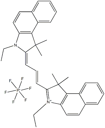 3-Ethyl-2-[3-(3-ethyl-1,3-dihydro-1,1-dimethyl-2H-benz[e]indol-2-ylidene)-1-propen-1-yl]-1,1-dimethyl-1H-benz[e]indolium hexafluorophosphate(1-) (1:1) Struktur